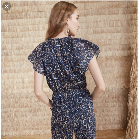 Ulla Johnson Terra Jumpsuit 6 Azul Blue Floral Ruffle Boho. Excellent condition. - Picture 2 of 10